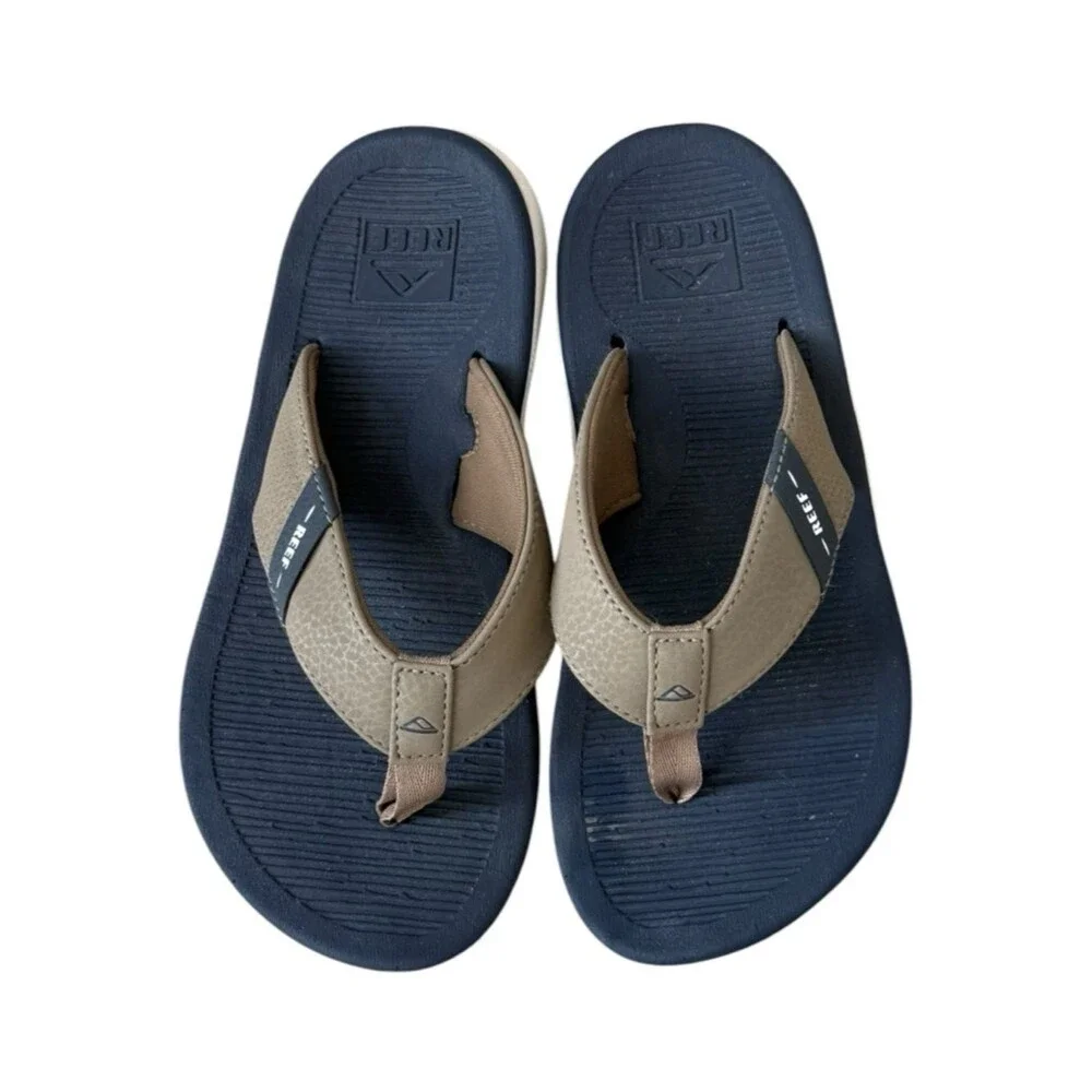 Reef Boys Kids Santa Ana Navy Blue Flip Flops Sandals. Size 1.